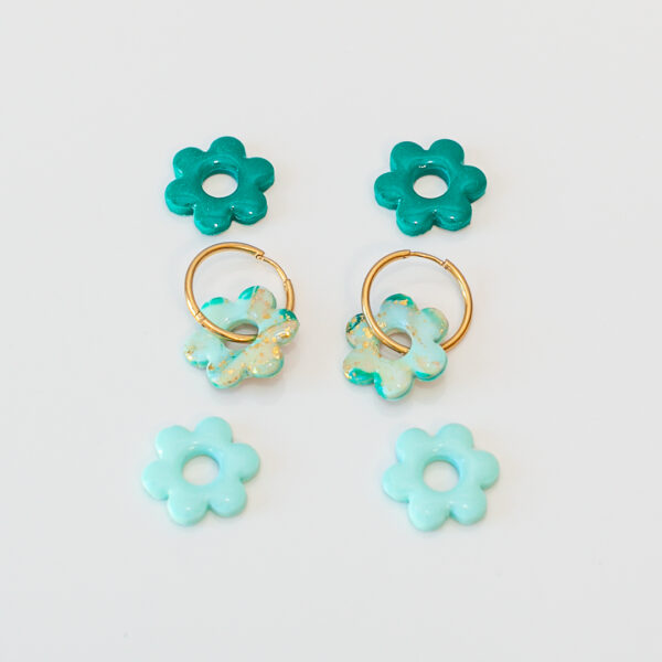 Pendientes flor verde
