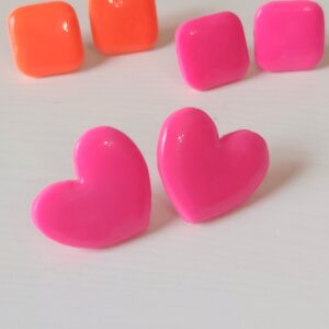 Pendientes Pack Fluor hechos a mano en arcilla polimérica fucsia, rosa y naranja