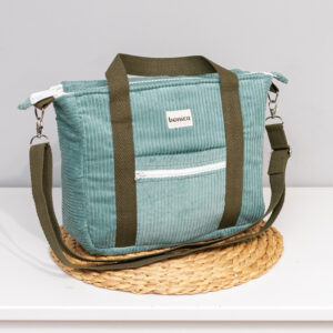 Bolso bandolera artesanal de pana turquesa