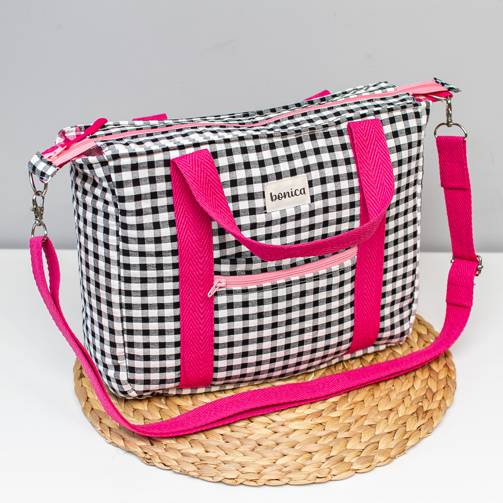 Bolso bandolera Vichy negro-mayorista - Imagen 3
